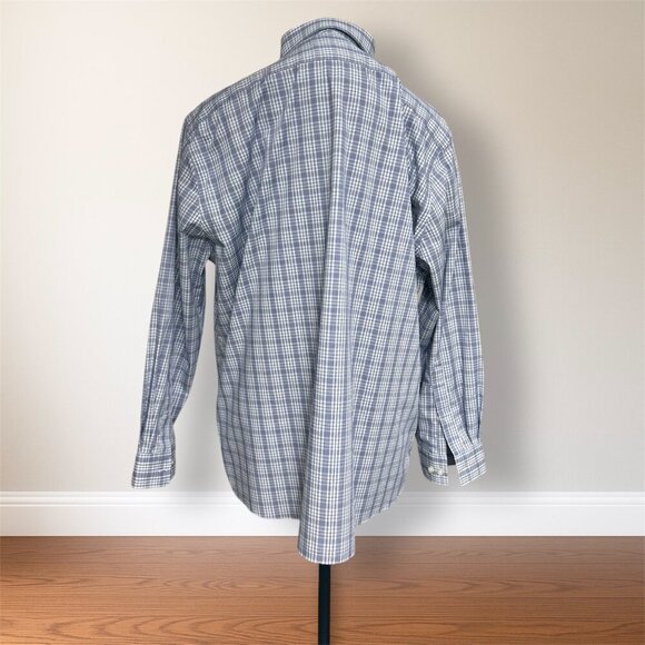 Michael Kors Men's 17 1/2 Regular Fit Gray Plaid Long Sleeve Button Up Shirt - Picture 4 of 7